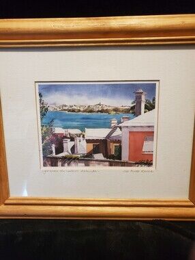 Jill Amos Raine Bermuda Watercolor Print Light Across the Harbour Framed Matted